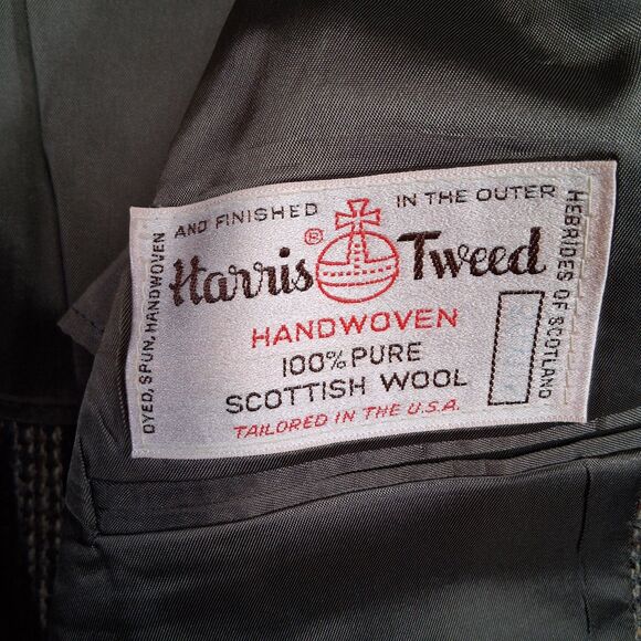 Vtg Harris Tweed Blazer Hand Woven Scottish Wool Measurements In Description USA - Picture 3 of 6